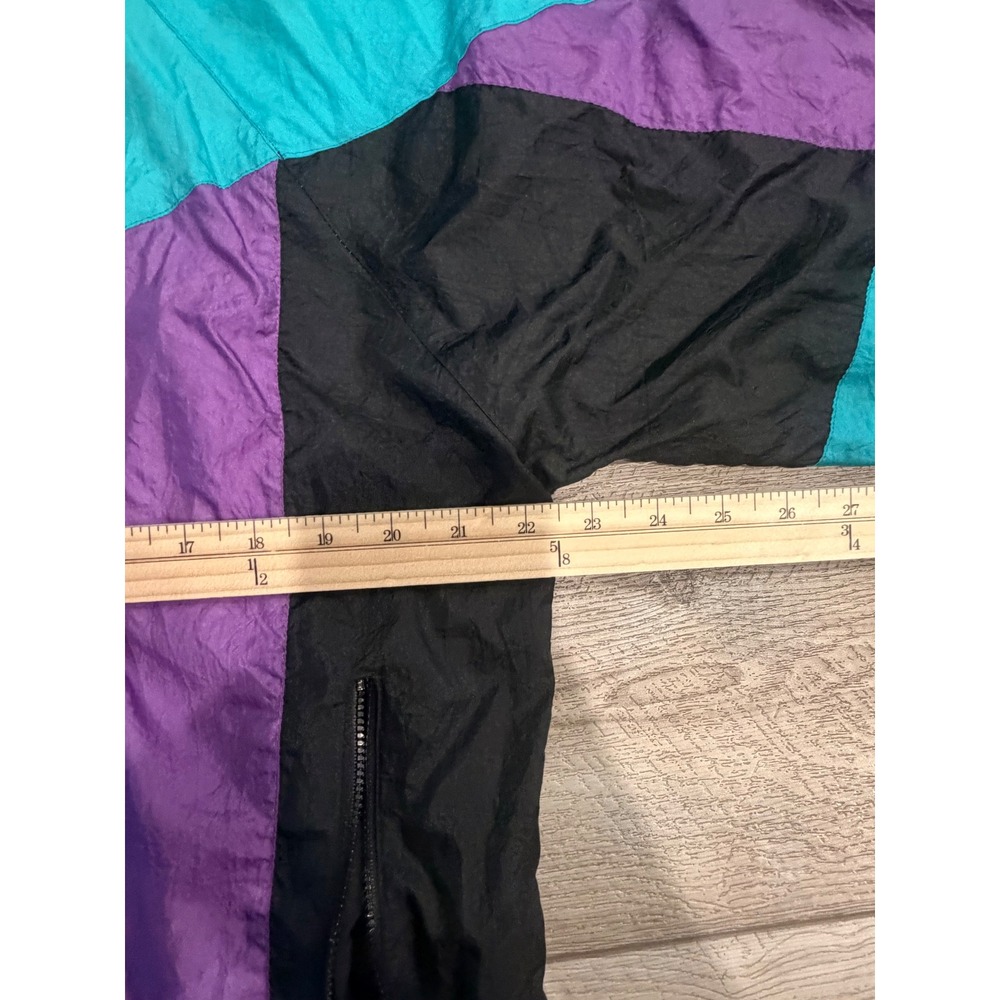 Vintage Munsingwear Colorblock Windbreaker Jacket Purple Teal Black Mens Medium - Picture 8 of 9